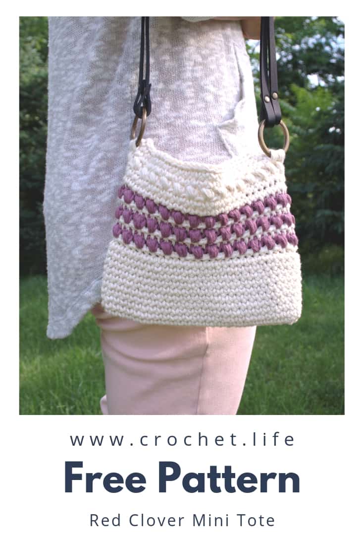 Mini Crochet Tote Bag - Red Clover Pattern - Crochet . Life